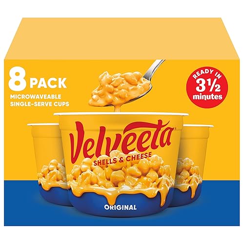 Velveeta Shells & Cheese Original Microwaveable Shell Pasta & Cheese Sauce, 8 ct Box, 2.39 oz Cups - 8 Count (Pack of 1)