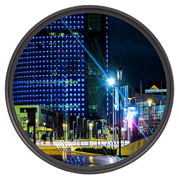 Walking Way 82MM Variable Blue Streak Filter Rotating Circular Anamorphic-Style Streak Effect Lens Filter for Photography and Videography