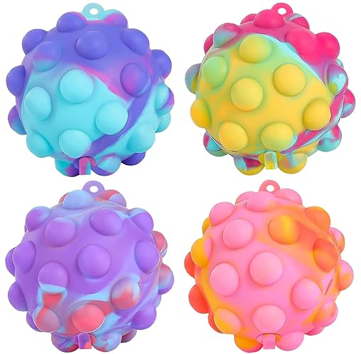 Pop Fidget Toys Its Ball Toy 4 PCS 3D Stress Balls It Pop Fidgets Pack Party Favors for Kids Toys Autism Sensory Toys Bulk Squeeze Toys Toddler Toys for Boys Adult Stress Relief Easter Basket Stuffers - 4 Pack Tie-dye Pop Ball