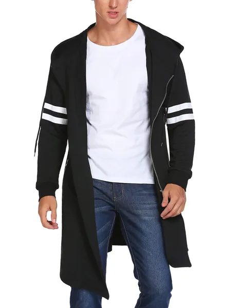 COOFANDY Men's Fashion Long Hooded Outwear Hoody Sweatshirt Teenager Hoodies Longline Cardigan