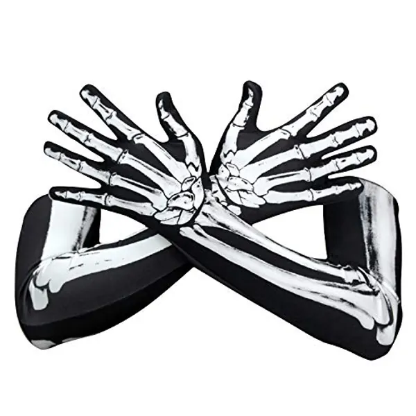 AXBXCX Skeleton Full Finger Wrist Bone Gloves Halloween Long Arm Length Dance Gloves