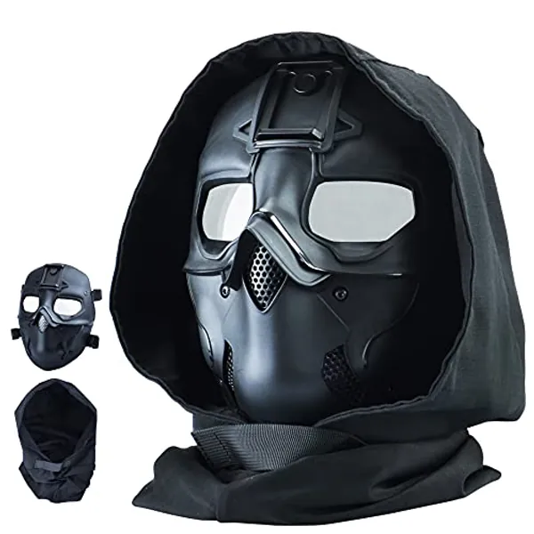 Guayma Airsoft Mask Balaclava Face Mask Military Outdoor Sport CS Tactical Wild Mask Protective Paintball Eye Protection Headgear Mask Adjustable Cosplay Costume Movie Shooting
