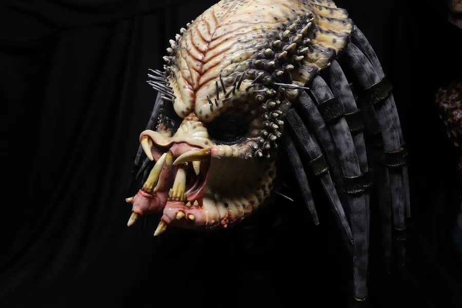 Ancient Alien Creature Mask- Painted With Neck Piece and Dreads