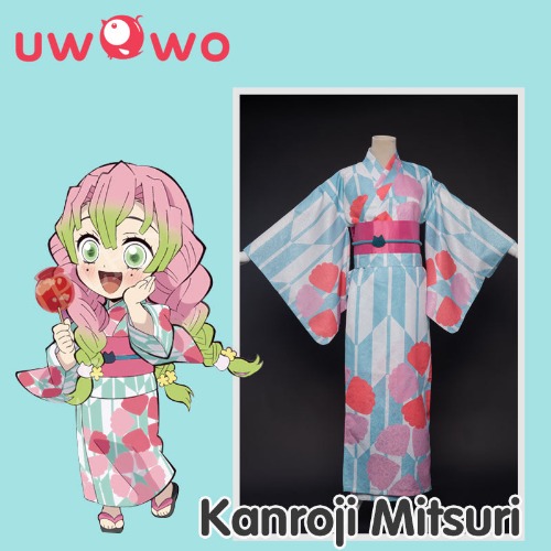 【Clearance Sale】Uwowo Demon Slayer: Kimetsu no Yaiba Summer Festival Ver. Kimono Kanroji Mitsuri Cosplay Costume - S