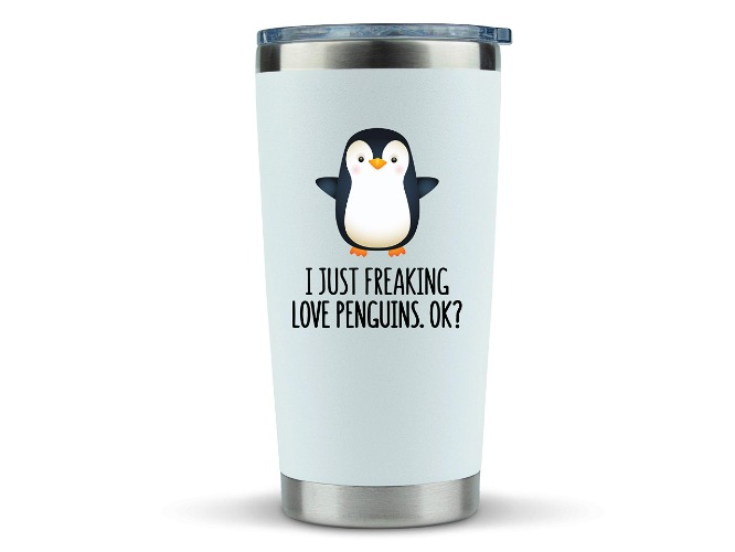 KLUBI Penguin Gifts Coffee Tumbler - Large 20oz Stainless Steel Tumbler - Gift Idea for Penguin Lovers, Women, Men - Large (Pack of 1)