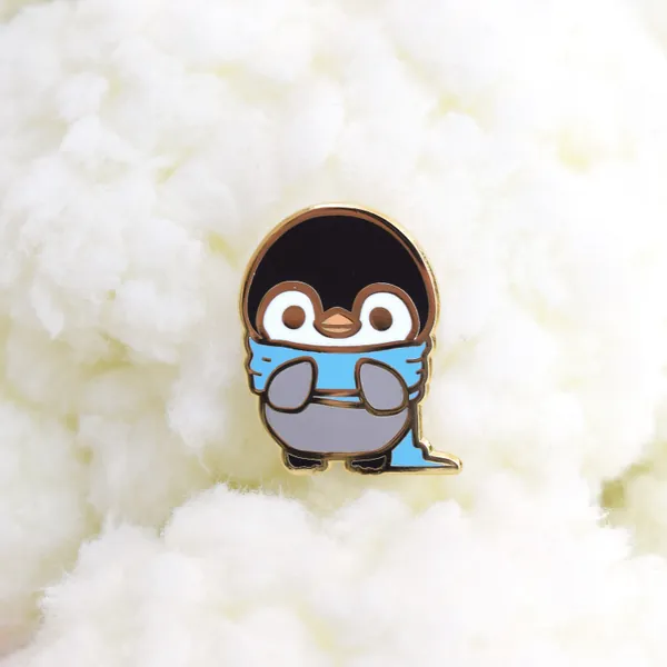 Cozy Penguin Enamel Pin // Xmas, Winter, Scarf, Snow, Holiday, Lapel, Cold, Hard Enamel