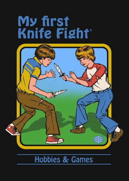 'My First Knife Fight' Poster, picture, metal print, paint by Steven Rhodes | Displate