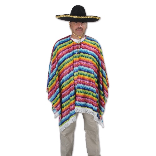 Beistle Cinco De Mayo Mexican Fiesta Serape Poncho Costume Accessory, One Size, Multicolored, 54" x 30" - 