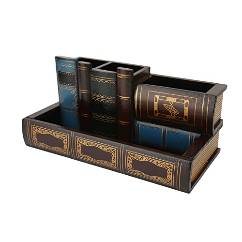 Jenngaoo Holz Stifthalter, Schreibtisch Organizer im Retro Stil, multifunktionale Desktop Box zum Halten von Bleistiften, Stiften, Scheren, Linealen - 9,45 x 4,53 x 4,53 Zoll