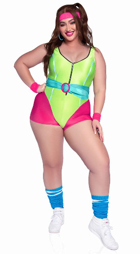 Plus Size Workout Diva Costume | Multicolor / 1X/2X