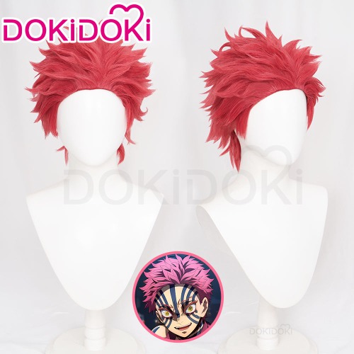 DokiDoki Anime Demon Slayer: Kimetsu no Yaib Cosplay Akaza Wig Short Red Hair | Akaza-PRESALE