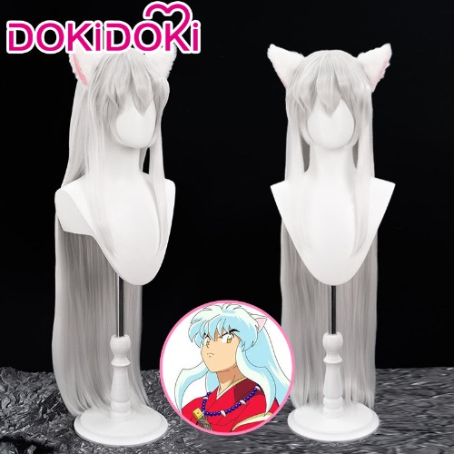 【Ready For Ship】DokiDoki Anime InuYasha Cosplay Inuyasha Cosplay Wig Long White Wig | Inuyasha