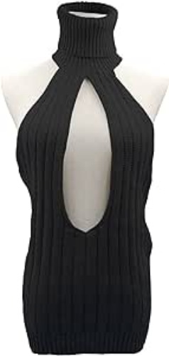 Backless Virgin Killer Sweater - Black