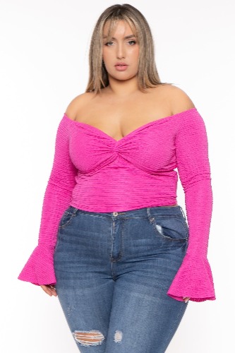 Maryliz Front Twist Top - Fuchsia