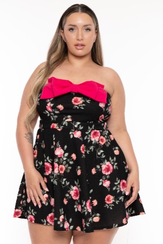 Plus Size Bellamy Floral  Flare Dress - Black | 4X / Black