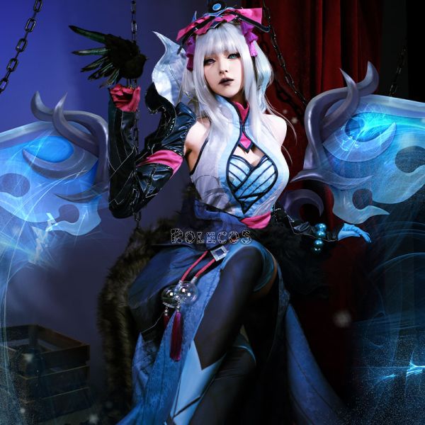 【Free Shipping】LOL Snow Moon Morgana Cosplay Costume