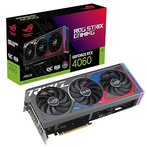 ASUS ROG Strix GeForce RTX™ 4060 OC Edition Gaming Graphics Card (PCIe 4.0, 8GB GDDR6, DLSS 3, HDMI 2.1a, DisplayPort 1.4a, Axial-tech Fan Design, Aura Sync, 0dB Technology) - ROG Strix - RTX4060|OC|8G