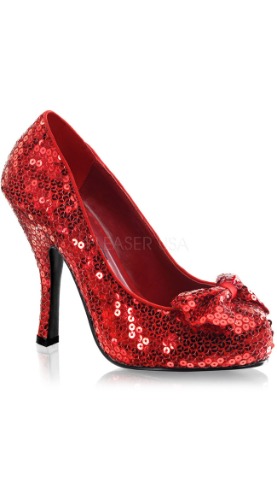 Red Hot Sequin Bow Pump