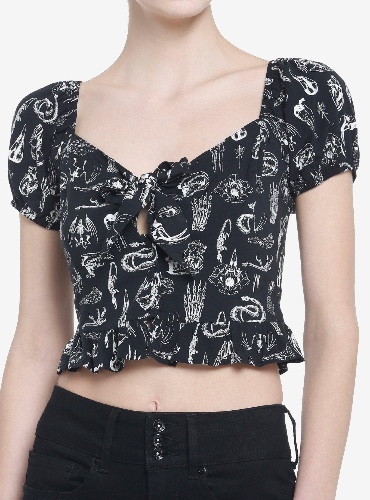Black & White Animal Skeletons Girls Crop Top