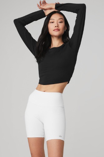 Alosoft Crop Finesse Long Sleeve - Black | Black / M
