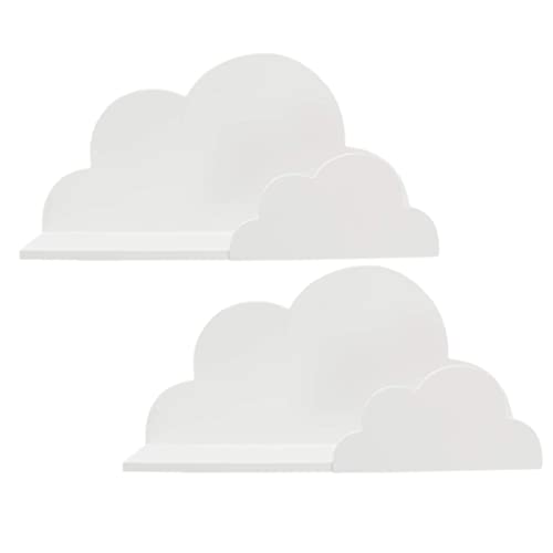 Carousel Home Gifts PACK of 2 Baby Nursery Child's Bedroom Playroom Cloud Shaped Floating Book Shelf | White Floating Shelves | 40 x 20 cm Children's Cloud Shelves For Nursery