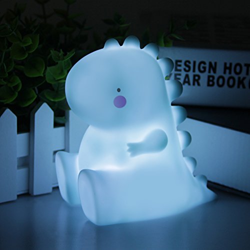 HOOFUN Dinosaur Night Light Kids - Blue Baby Night Lights, LED Toddler Night Lamps, Battery Operated, Kawaii Cute Bedroom Decor, Halloween, Christmas, Birthday Gifts for Boys and Girls, Newborns