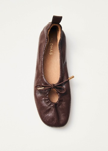Rosalind Brown Leather Ballet Flats | 38