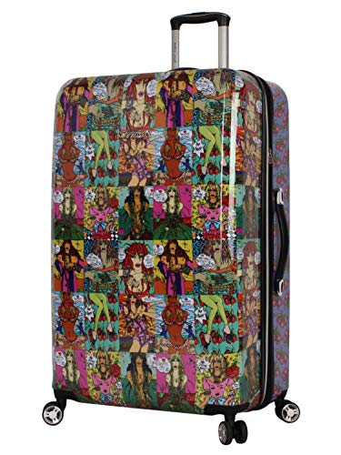 Betsey Johnson 30 Inch Checked Luggage Collection - Expandable Scratch Resistant (ABS + PC) Hardside Suitcase - Designer Lightweight Bag with 8-Rolling Spinner Wheels (Girls Print, 30in) - 30in - Girls Print