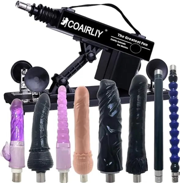 Coairliy Sex Machine for Female Masturbation Love Machine 3XLR Connector Sex Machine Pumping Gun Adjustable Sex Toy 8 Attachments