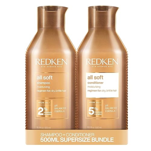 REDKEN All Soft Shampoo and Conditioner Set for Dry Hair, With Argan Oil, Intense Softness and Shine - 500 ml (Pack of 2)
