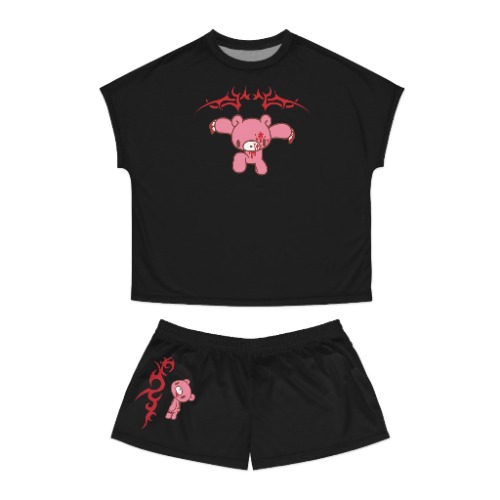 Gloomy Bear Y2K - Women's Short Pajama Set (AOP) | S / Black