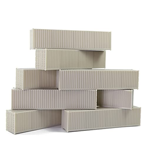 Evemodel C8740JJ 9pcs HO Scale 1:87 Shipping Container Blank Uncolored Cargo Box (40ft (9pcs)) - 40ft