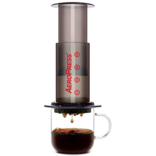 AeroPress Coffee and Espresso Maker - Quickly Makes Delicious Coffee Without Bitterness - 1 to 3 Cups Per Pressing (Grey) - Grey