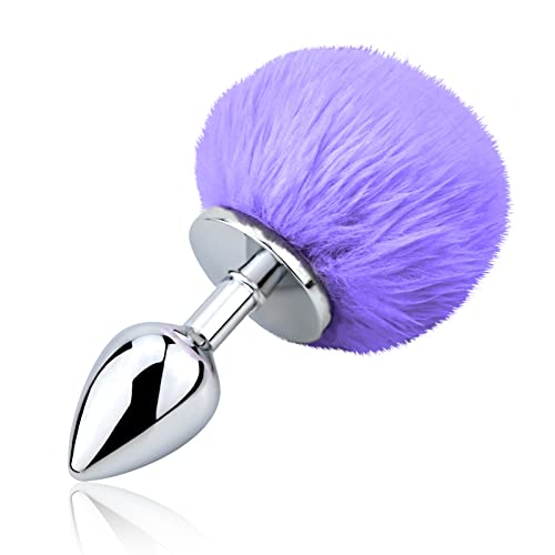 FST Anal Plug Trainer with Imitation Fluffy Bunny Tail, Stainless Steel Butt Plug Role Play Anal Sex Toys for Men Women Couples - L