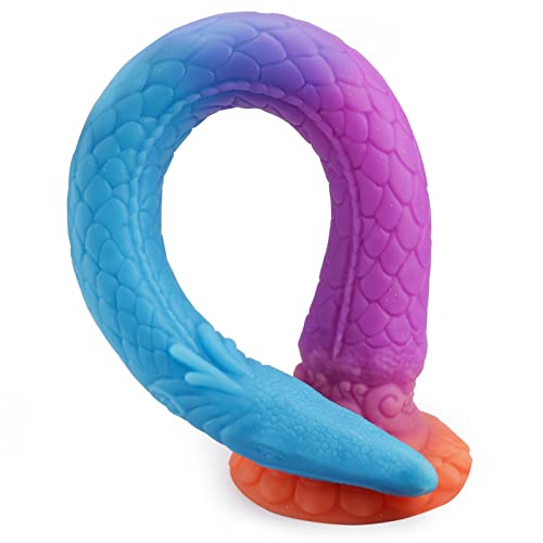 Super Long Anal Plug Dildo, 18.5" Glow in The Dark Anal Monster Dildo Whit Strong Suction Cup, Flexible Liquid Silicone Butt Plug Vaginal Prostate Massage Stimulation Sex Toy for Men and Women - 18.5 in