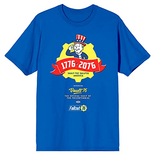 Fallout Video Game Vault Tech Salutes You Men's Royal Blue Graphic Tee - Medium - Blue