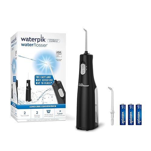 Waterpik Cordless Water Flosser, Battery operated & Portable for Travel & Home, ADA Accepted Cordless Express, Black WF-02 - Black - AA battery