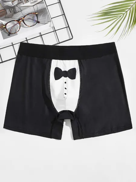 Men Bow Print Boxer Brief