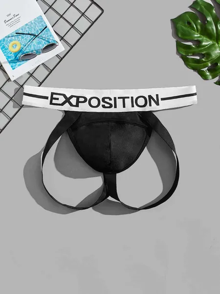 Men Letter Graphic Jockstrap