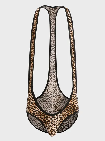 Men Leopard Suspender Underwear