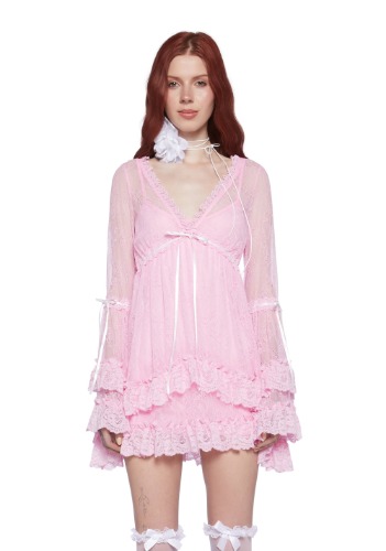 Real Divinity Mini Dress - Lace Pink | PINK / X-Small