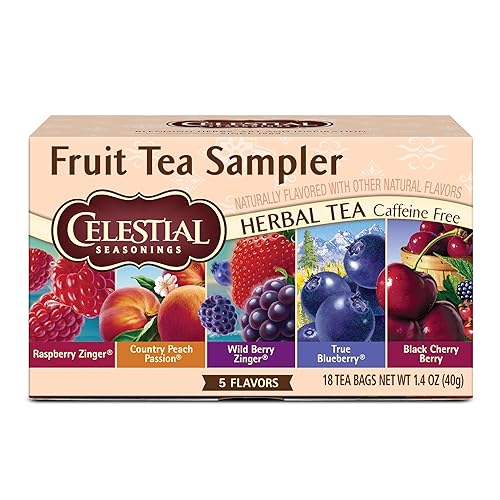Celestial Seasonings Fruit Tea Sampler Herbal Tea Variety Pack, Caffeine Free, 18 Tea Bags Per Box - 18 Count (Pack of 1)