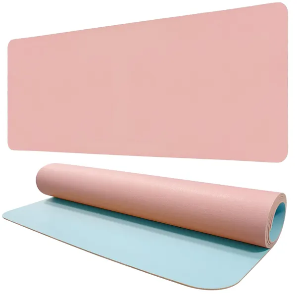 Gaming Mouse Pad with Stitched Edges, Double-Sided Solid Color Desk Mat, Extended XL Mouse Pad with Available on Both Sides, Cool Desk Pad for Keyboard and Mouse, 80*30CM. (Light blue +Smoke powder)