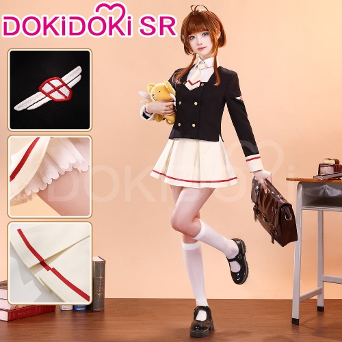 【M Ready for ship】DokiDoki-SR Anime Card Captor Sakura Cosplay Kinomoto Sakura Tomoe Junior High School Uniform Costume Cardcaptor | Costume Only-M-Ready for ship
