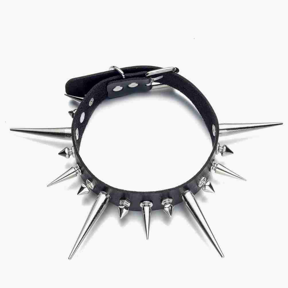 Long Spiked Choker - Black