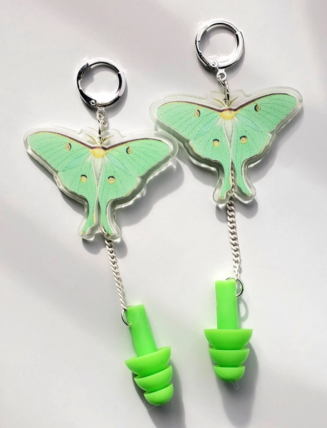 Luna Moth Earplug Earrings