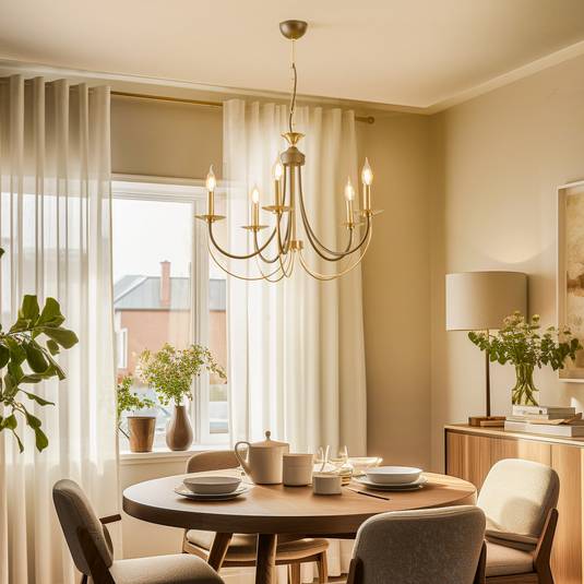 Lampadario Ferra, ottone anticato, 5 luci