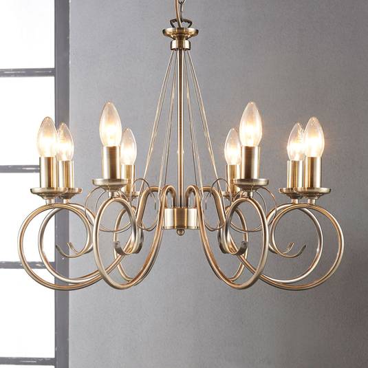 Marnia - lampadario a otto luci ottone antico