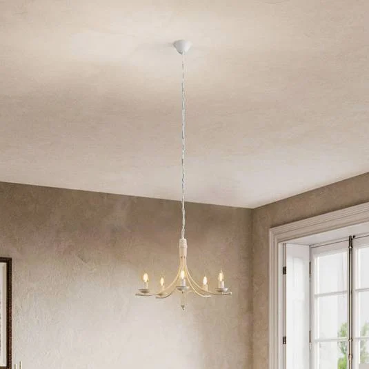 Lampadario Kandela, 5 luci, bianco
