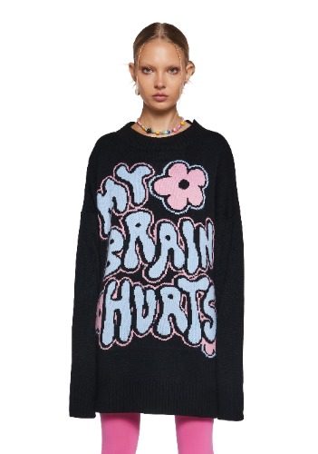 My Brain Hurts Intarsia Sweater | BLACK / X-Small